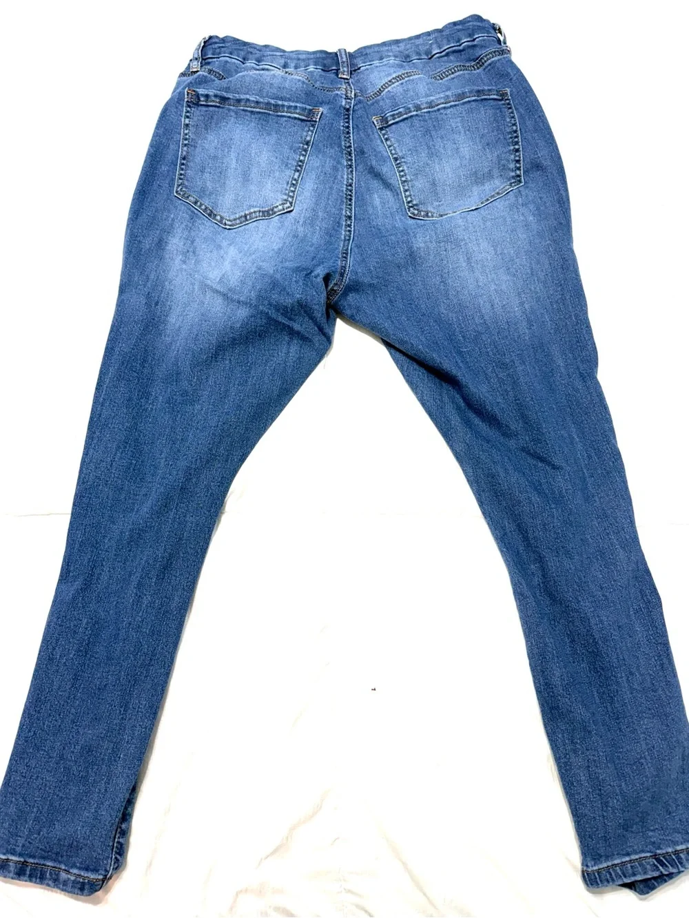 Women’s Distressed Blue Ripped Jeans - Button Fly 14